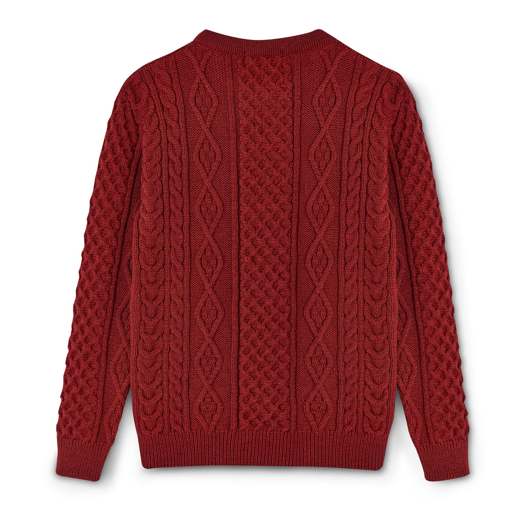 Conway Cable Knitwear - Men's Fisherman Jumper - Riped Red